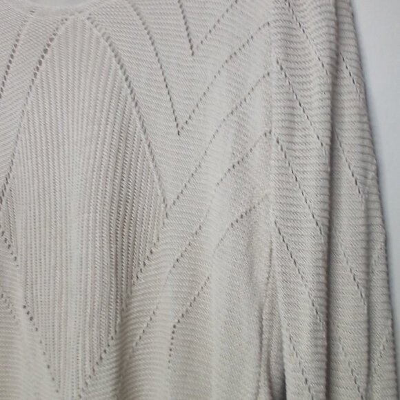 Sioni Blouse Sweater M Long Sleeve Open Knit Back Lace Up Lined Tan - Picture 7 of 13